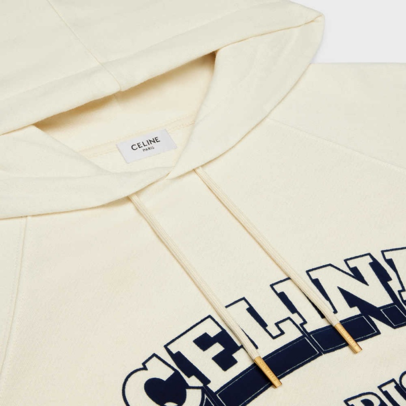 Celine Paris 70 S Hoodie In Baumwoll And Cashmere Sweatshirts Weiß Navy | CL-592807