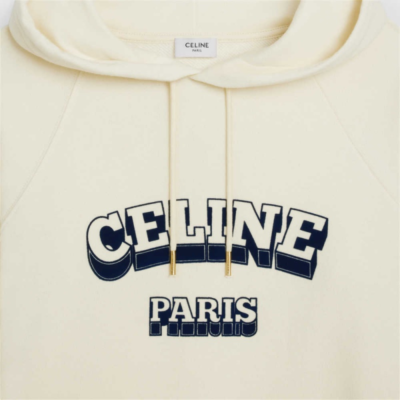 Celine Paris 70 S Hoodie In Baumwoll And Cashmere Sweatshirts Weiß Navy | CL-592807