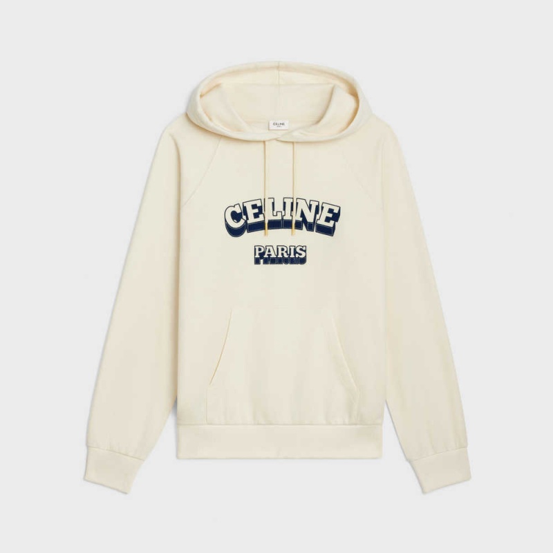 Celine Paris 70 S Hoodie In Baumwoll And Cashmere Sweatshirts Weiß Navy | CL-592807