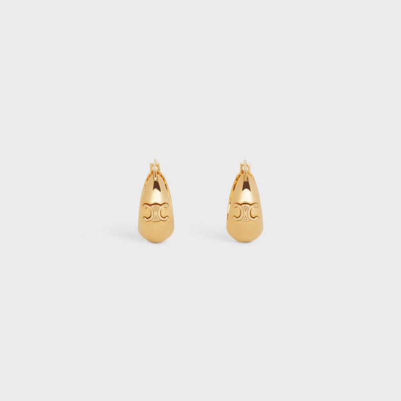 Celine Triomphe Bold Hoops In Brass With Gold Finish Ohrringe Gold | CL-592306